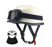 Demi-Casque Moto rétro Allemand, Cas-Que Ouvert certifié ECE/Dot avec Boucle Rapide réglable, Compatible avec Scooters, vélos et Motos Cruiser(19,L(59~60cm))