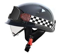 Demi-Casque Moto Rétro Casques Bols Vintage DOTECE Homologué Casque Mobylette avec Dégagement Rapide Rétro Casques De Moto Jet Vélo Scooter pour Adultes Homme Et Femme 6,XL:61-62CM