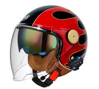 Demi Casque Moto Vintage Casque Jet Ouvert Bluetooth avec Double Visière Casques Bols Mobylette Homologué ECEDOT Les Haut-Parleurs Intégrés Peuvent Répondre Automatiquement M,L:59-60CM