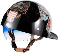 Demi-Casque Rétro, Casquette De Baseball pour Moto, Certification ECE, Doublure Confortable Et Lunettes De Soleil Intégrées, Convient Aux Hommes Et Aux Femmes F,M57-58CM