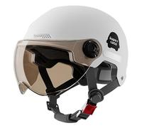 Demi-Casque Vintage à Visage Ouvert avec visière - Casque de Rue léger for vélo électrique, Scooter, cyclomoteur, vélo(White)