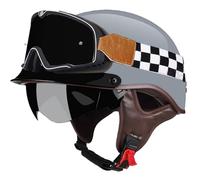Demi-Casques De Moto à Visage Ouvert pour Cyclomoteurs Et Scooter, Casque Moto Vintage Casques Jet avec VisièRe, RéTro De Collision De Scooter Certifié ECE B02, XL(59-60cm)