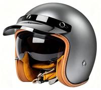 Demi Casques De Moto, Casque Jet Rétro avec Visière Casque de Cyclomoteur Homologué ECE Casques Bol Moto Unisexe, Street Cruiser Jet Style Casques Homme, pour Vélos Motos Scooter 6,XL=61-62cm