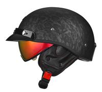 Demi-Casques De Moto Vintage Scooter Cruiser avec Visière Casques Bols Casque Mobylette pour Homme Et Femme Adultes Homologué DOTECE Casque À Face Ouverte 6,XL:61-62CM
