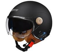 Demi-casques moto Bluetooth pour adultes - Casque moto vintage à face ouverte, style rétro et classique 3/4 Casque Vespa Homologué DOT/ECE Casque rue électrique pour homme et femme E,L(59-60CM)