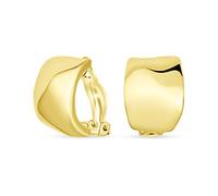 Demi-Cerceau Dôme Martelé Géométrique Pour Femmes Oreilles Non Percées Laiton Plaqué Or 14K Poli