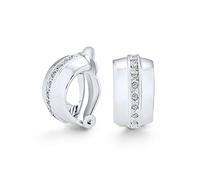 Demi-Cerceau Large En Cristal Pour Femmes Oreilles Non Percées Laiton Plaqué Argent Poli