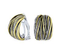 Demi-Cercle Crevette Tresses En Perles De Caviar Pour Oreilles Non Percées Pour Femmes Laiton Plaqué Argent Oxydé