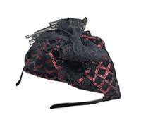 Demi-chapeau à paillettes avec nœud en dentelle pour femme French Hairhoop robe de soirée accessoires de cheveux vintage fête