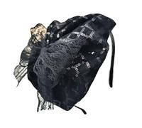 Demi-chapeau à paillettes avec nœud en dentelle pour femme French Hairhoop robe de soirée accessoires de cheveux vintage fête