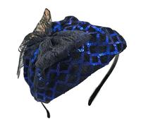Demi-chapeau à paillettes avec nœud en dentelle pour femme French Hairhoop robe de soirée accessoires de cheveux vintage fête