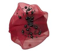 Demi-chapeau crêpe à volants et perles pour femme French Hairhoop Robes de soirée Accessoires de cheveux vintage