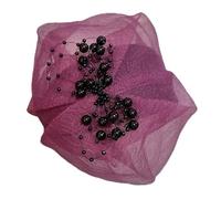 Demi-chapeau crêpe à volants et perles pour femme French Hairhoop Robes de soirée Accessoires de cheveux vintage