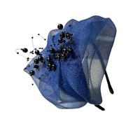 Demi-chapeau crêpe à volants et perles pour femme French Hairhoop Robes de soirée Accessoires de cheveux vintage
