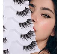 Demi-cils manga naturels 3/4 - Faux cils œil de chat - Volume transparent - Faux cils qui ressemblent à des extensions de cils doux faits à la main et réutilisables