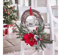 Demi-couronne de Noël Poinsettia de 50 cm
