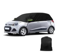 Demi Couverture Bâche Voiture Remplacement pour Hyundai i10 2013-2025, Couverture Toit Souple imperméable, Demi Garage avec Sangles Résistant aux UV pour Tous Les Temps
