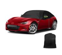 Demi Couverture Bâche Voiture Remplacement pour Mazda MX-5 Miata MK4 ND 2015-2024, Couverture Toit Souple imperméable, Demi Garage avec Sangles Résistant aux UV pour Tous Les Temps, Argent