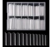 Demi-couverture pour ongles en forme de C extra longs pour ongles droits carrés pour ongles acryliques avec boîte pour Lon Extra pour ongles en acrylique
