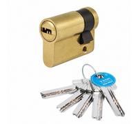 TESA T6553010L Cylindre européen T60, 30 x 10 mm, finition laiton, compatible serrures à profil européen