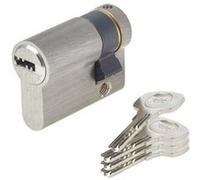 Yale Cylindre européen Série 1000 PLUS 30/10 mm nickel satiné demi-cylindre, 4 clés incluses, sécurité renforcée pour garages, caves et locaux