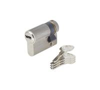 Yale YC1000+ Demi-Cylindre de Serrure 30x10 mm pour Porte Extérieure/Entrée/Garage, 6 Goupilles, 4 Clés, Nickelé