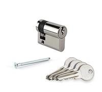 Demi-Cylindre s'entrouvrant 10x30 Metalux - Barillet de porte à profil européen anti-crochetage protection contre le perçage stator livré avec 4 clés Norme DIN EN 1303:2005