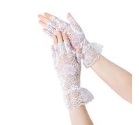 Demi-doigt ultra-fin pour écran tactile cyclisme gants de protection solaire femme élastique anti-UV dentelle demi-doigt pour femme court avec décor floral pour maille multicolore
