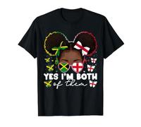 Demi Drapeau Anglais et jamaïcain de l'Angleterre Jamaïque pour Enfants Filles T-Shirt Graphique avec Valeur, Homme, Noir, XL