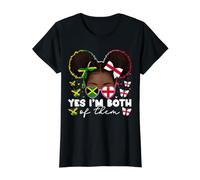 Demi Drapeau Anglais et jamaïcain de l'Angleterre Jamaïque pour Enfants Filles T-Shirt Graphique avec Valeur, Femme, Noir, S