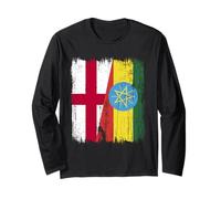 Demi-drapeau anglais Ethiopie Racines éthiopiennes anglaises Manche Longue
