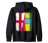Demi-drapeau anglais Ethiopie Racines éthiopiennes anglaises Sweat à Capuche