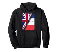Demi Drapeau Anglais moitié français France Angleterre Double Patrimoine Sweat à Capuche