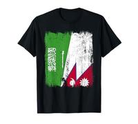 Demi-drapeau Arabie Saoudite Népal Racines népalaises T-Shirt