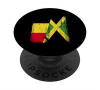 Demi Drapeau Belge jamaïcain Patrimoine jamaïcain Belge PopSockets PopGrip Adhésif