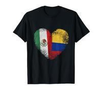 Demi Drapeau colombien moitié Mexicain Mita Love Mexico Colombie T-Shirt