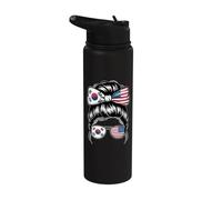 Demi drapeau coréen américain moitié coréen fille coréenne US Corée du Sud Stainless Steel Insulated Water Bottle