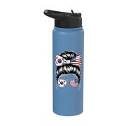Demi drapeau coréen américain moitié coréen fille coréenne US Corée du Sud Stainless Steel Insulated Water Bottle