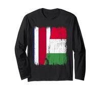 Demi-drapeau Costa Rica Italie Fière fière fière du Costa Rica Italian Pride Manche Longue