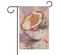 Demi drapeau de jardin en forme de boule disco en noix de coco en toile de jute double face 30,5 x 45,7 cm