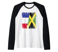 Demi-Drapeau de la France Jamaïque Patrimoine jamaïcain français Manche Raglan