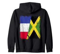 Demi-Drapeau de la France Jamaïque Patrimoine jamaïcain français Sweat à Capuche