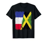 Demi-Drapeau de la France Jamaïque Patrimoine jamaïcain français T-Shirt