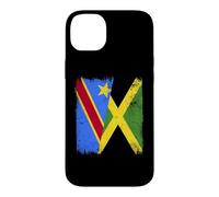 Demi Drapeau de la République démocratique du Congo Jamaïque Coque pour iPhone 14 Plus