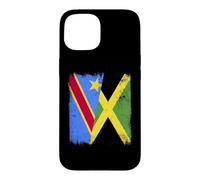 Demi Drapeau de la République démocratique du Congo Jamaïque Coque pour iPhone 15