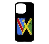 Demi Drapeau de la République démocratique du Congo Jamaïque Coque pour iPhone 15 Pro Max