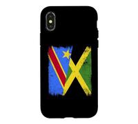 Demi Drapeau de la République démocratique du Congo Jamaïque Coque pour iPhone X/XS