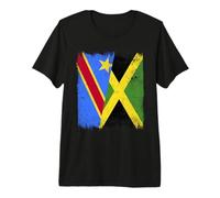 Demi Drapeau de la République démocratique du Congo Jamaïque T-Shirt Haut de Gamme