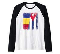 Demi-Drapeau de la Roumanie Cuba Patrimoine cubain roumain Manche Raglan
