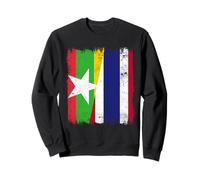Demi Drapeau de la Thaïlande du Myanmar avec Racines thaïlandaises birmanes Sweatshirt
